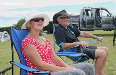 Sonia Clare and Jeff from Rangiora enjoy the sun